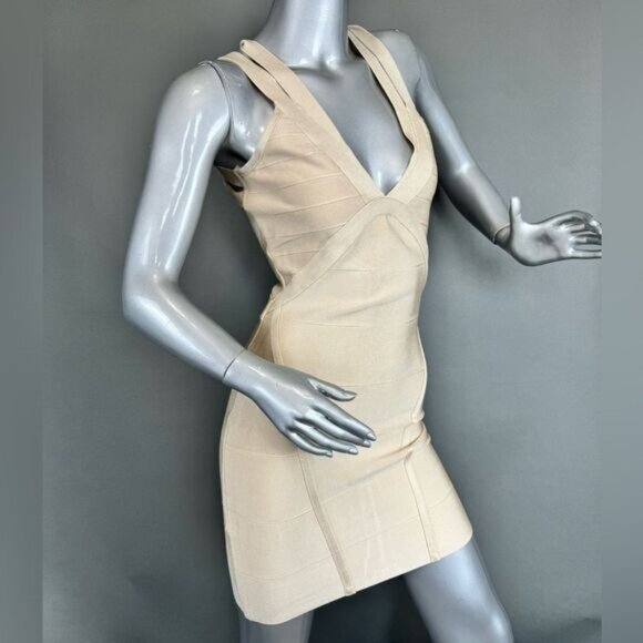 Lulus Beige Bandage Bodycon Mini Dress - Picture 7 of 9